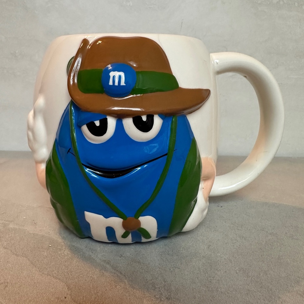 Blue M&M Cowboy Hat Embossed Collectors Cup M&M's Coffee Mug Cup GALERIE 24oz